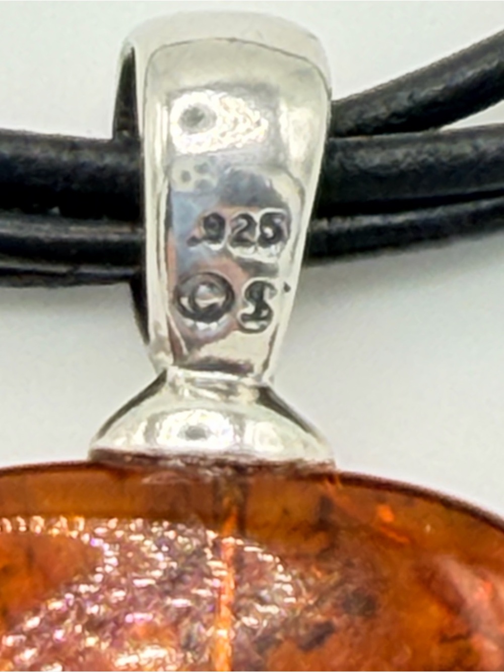 Silpada Vintage Sterling 4-Strand Leather Amber Pendant w/Onyx Beads Necklace - Picture 11 of 15